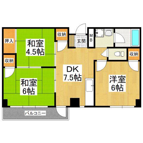 SAMURAIマンション(3DK/4階)の間取り写真