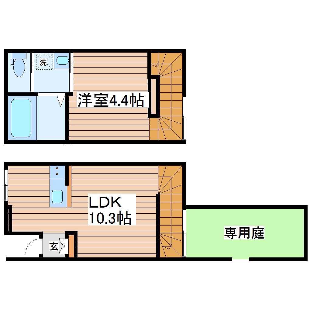 QRESTIA塩釜(1LDK/1階)の間取り写真
