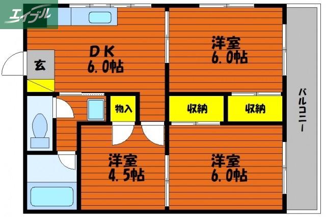 パッショネラ(3DK/3階)の間取り写真