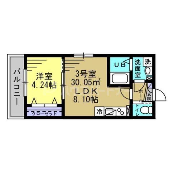 オークプレイス(1LDK/3階)の間取り写真