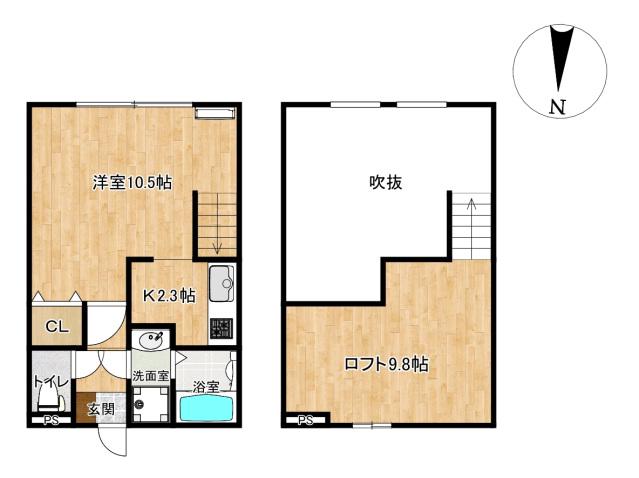 VANITY花高(1K/1階)の間取り写真