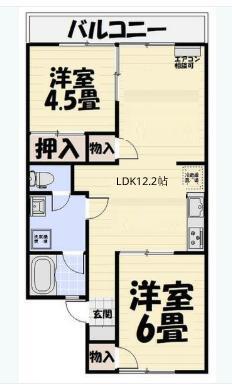 コーポラス本村(2LDK/1階)の間取り写真