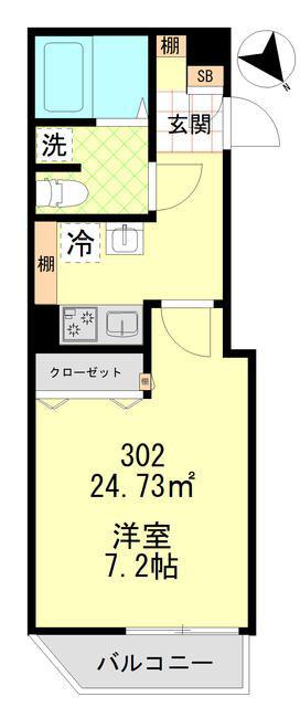 カノープス南大井A(1K/3階)の間取り写真