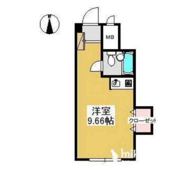 エクセル栗林(ワンルーム/4階)の間取り写真