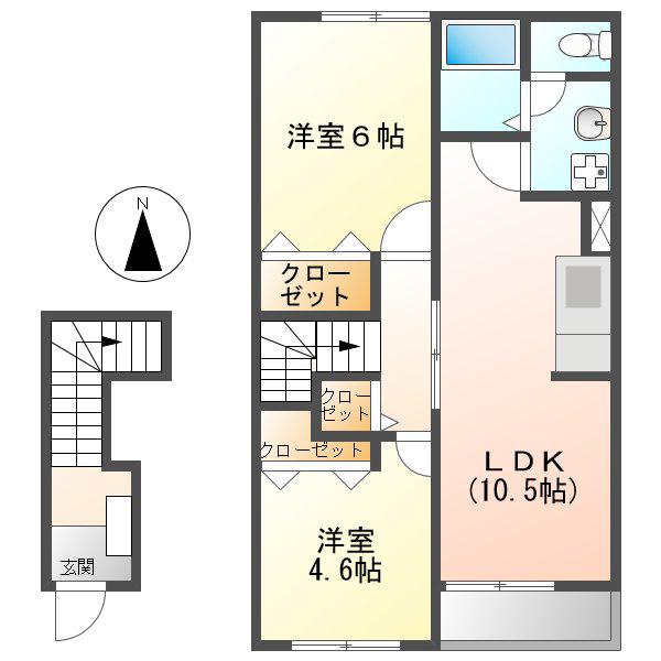クレストール七反田(2LDK/2階)の間取り写真