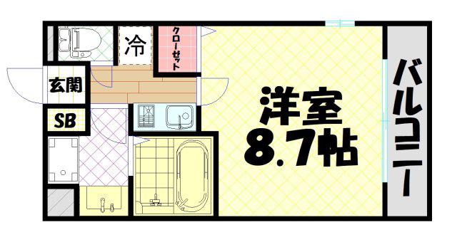 TLRレジデンス本町ウエスト(1K/4階)の間取り写真