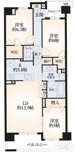 プラウド桜新町(3LDK/2階)の間取り写真
