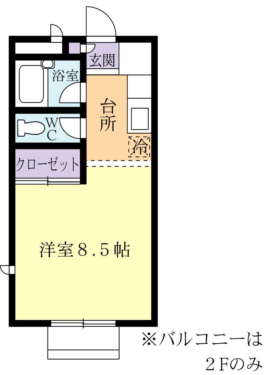 パークサイド梅園C(ワンルーム/2階)の間取り写真