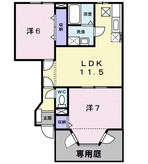 エスポワールA(2LDK/1階)の間取り写真