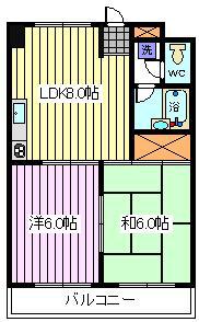 アビタシオンテラス(2DK/2階)の間取り写真