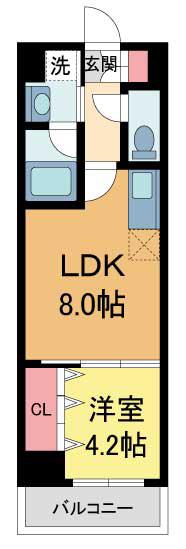 西宮北口プライマリーワン(1LDK/9階)の間取り写真