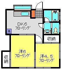 富士荘(2DK/1階)の間取り写真