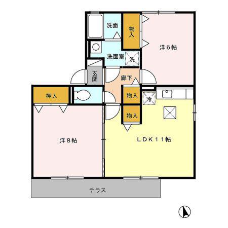 セジュール山手館A棟(2LDK/1階)の間取り写真