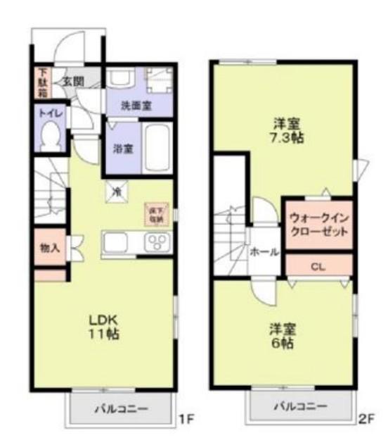 リヴェール宮崎台(2LDK/1階)の間取り写真