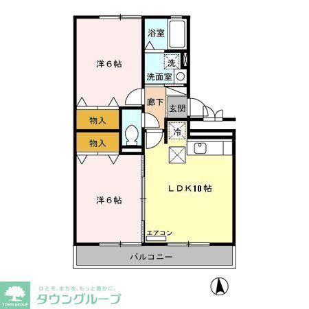グランシャリオ(2LDK/1階)の間取り写真