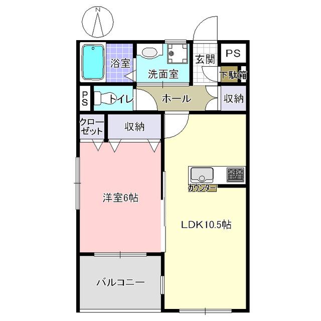 ラフィーヌ・川間(1LDK/3階)の間取り写真