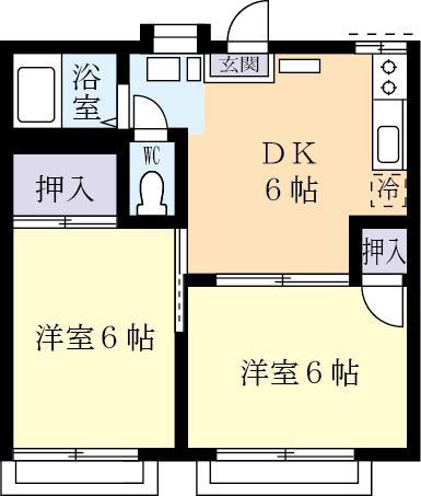 鈴木ハイツA(2DK/2階)の間取り写真