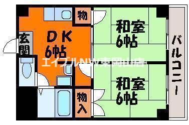 グランディール門田屋敷(2DK/7階)の間取り写真
