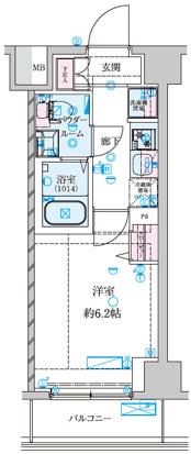 GENOVIA南鳩ヶ谷(1K/2階)の間取り写真