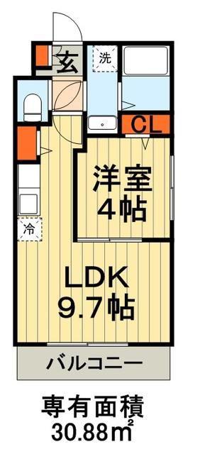 アリエスSOGA(1LDK/3階)の間取り写真