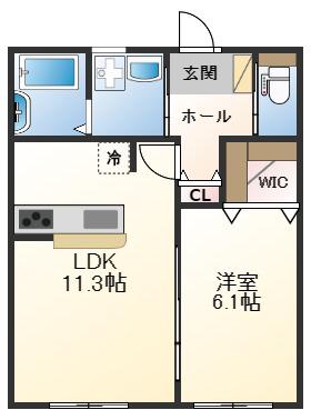 HRヒメジX(1LDK/2階)の間取り写真
