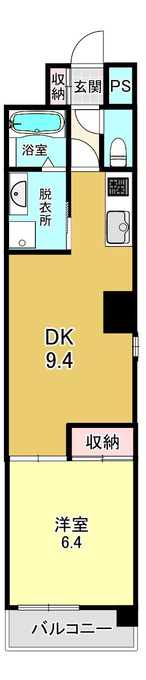 パールピアス(1DK/3階)の間取り写真