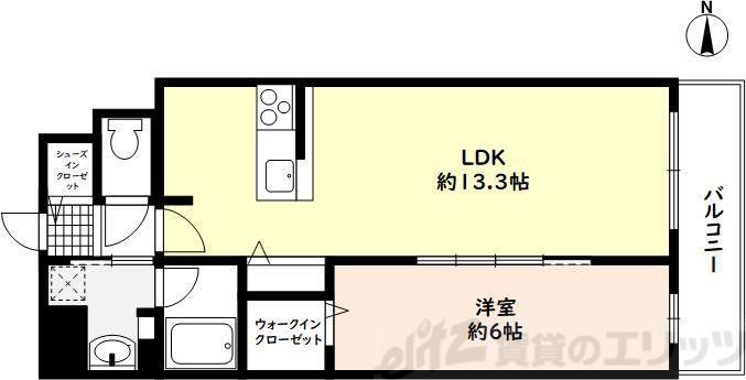クリアコート元町(1LDK/3階)の間取り写真