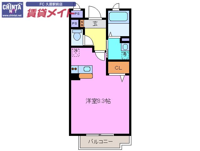 近鉄名古屋線 久居駅 徒歩9分 2階建 築20年(ワンルーム/1階)の間取り写真