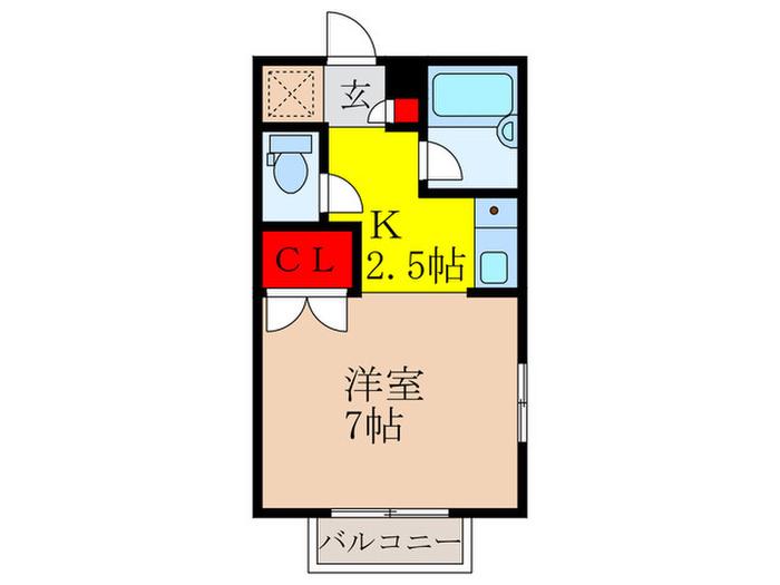 グランドステージウエストⅠ(1K/2階)の間取り写真