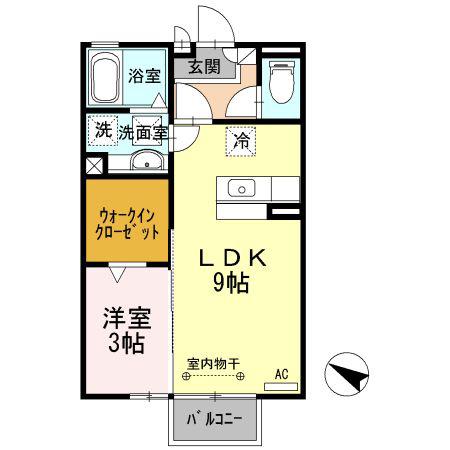 ラヴリィ・パートナー A/B(1LDK/1階)の間取り写真