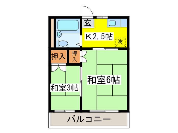 ハイム永山1(2K/2階)の間取り写真