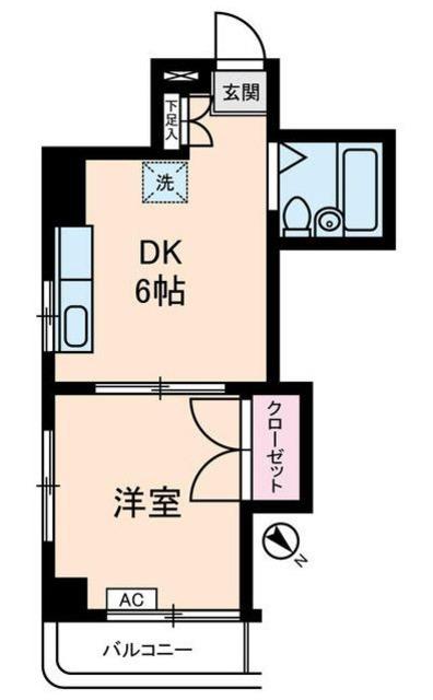 メゾン丸十(1DK/8階)の間取り写真