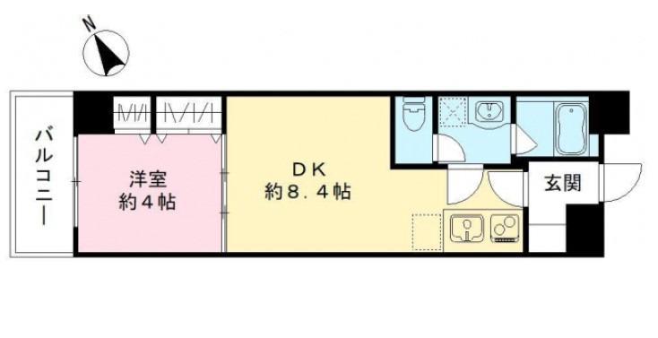 LUVIAS堺(1LDK/4階)の間取り写真