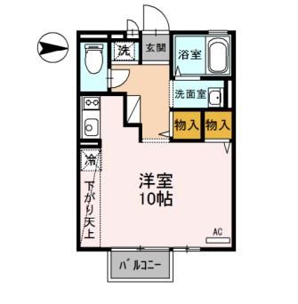 ジュネスSハイム(ワンルーム/2階)の間取り写真
