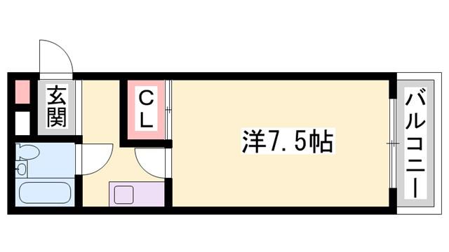 ハイム北八代(1K/2階)の間取り写真