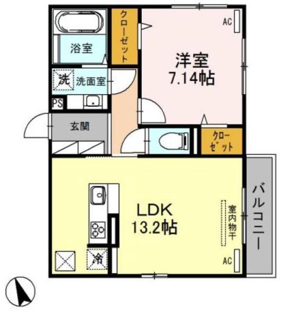 クリスタB(1LDK/3階)の間取り写真