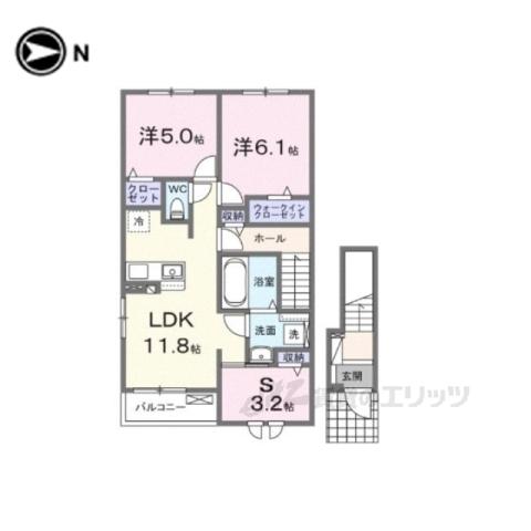 クラール倉治A(2LDK/2階)の間取り写真