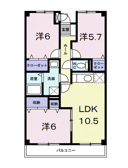 パラッツォ大安寺(3LDK/4階)の間取り写真