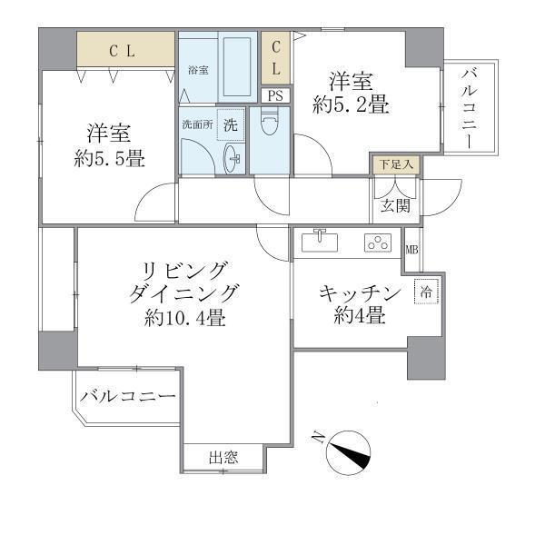 PLUS・ONE(2LDK/10階)の間取り写真