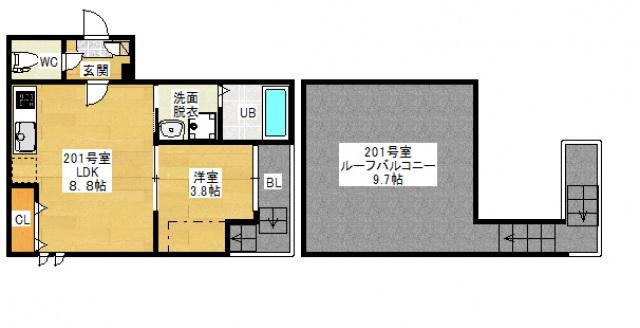 GRANDTIC光南(1LDK/2階)の間取り写真