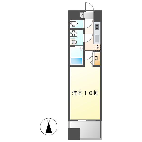 ヴィルクレア桜山(1K/8階)の間取り写真