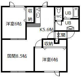 リーベラ永山(2LDK/2階)の間取り写真