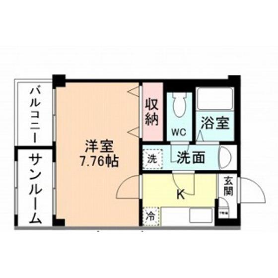 プリズム婦中I(1K/1階)の間取り写真