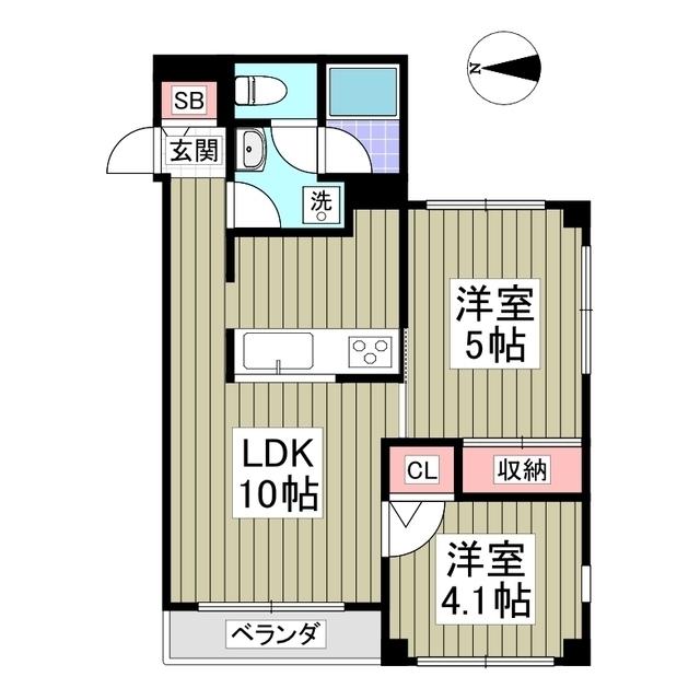 ポプリ蓮沼(2LDK/3階)の間取り写真