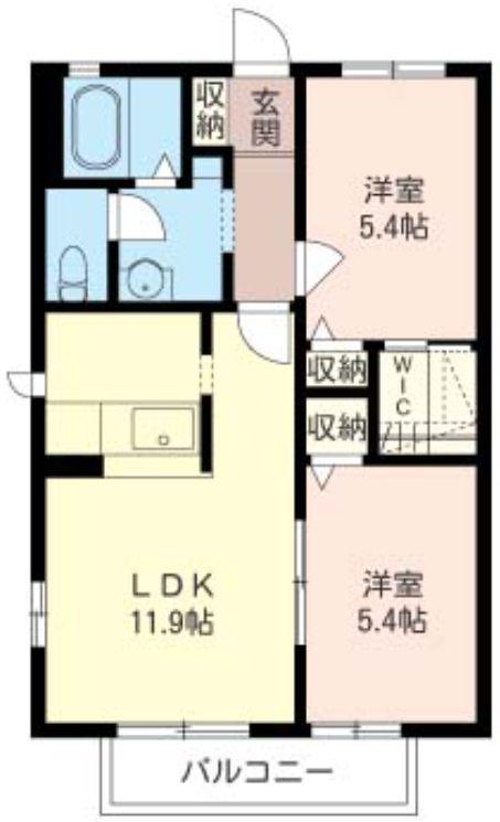 ボナール津田沼B棟(2LDK/1階)の間取り写真