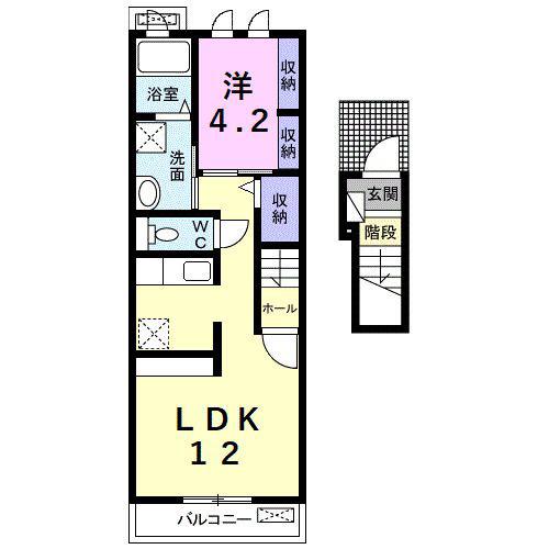 ビオーラ上池(1LDK/2階)の間取り写真