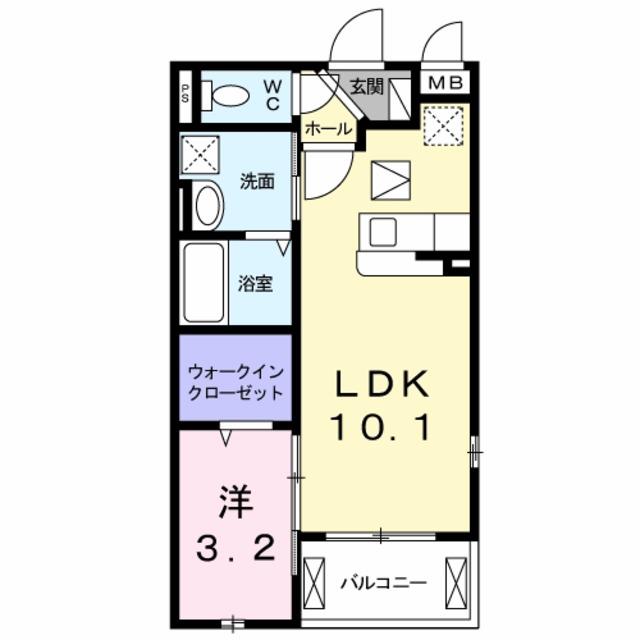 へりていじ桜井II(1LDK/1階)の間取り写真