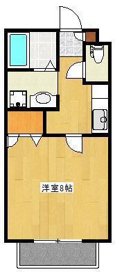 クロノス21御領A(1K/1階)の間取り写真