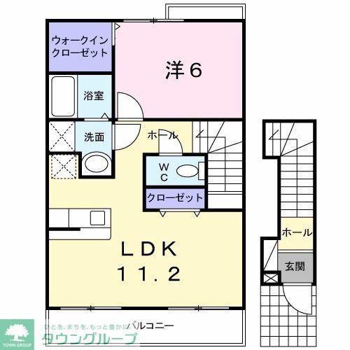 アヴニールII(1LDK/2階)の間取り写真