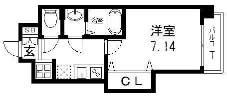 LUXE布施駅前(1K/5階)の間取り写真
